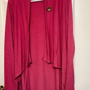 Bobeau Hot Pink Open Front Cardigan